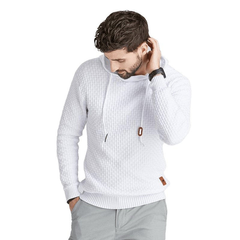 Solid Color Ribbed Hooded Sweater - www.SharpDuds.com