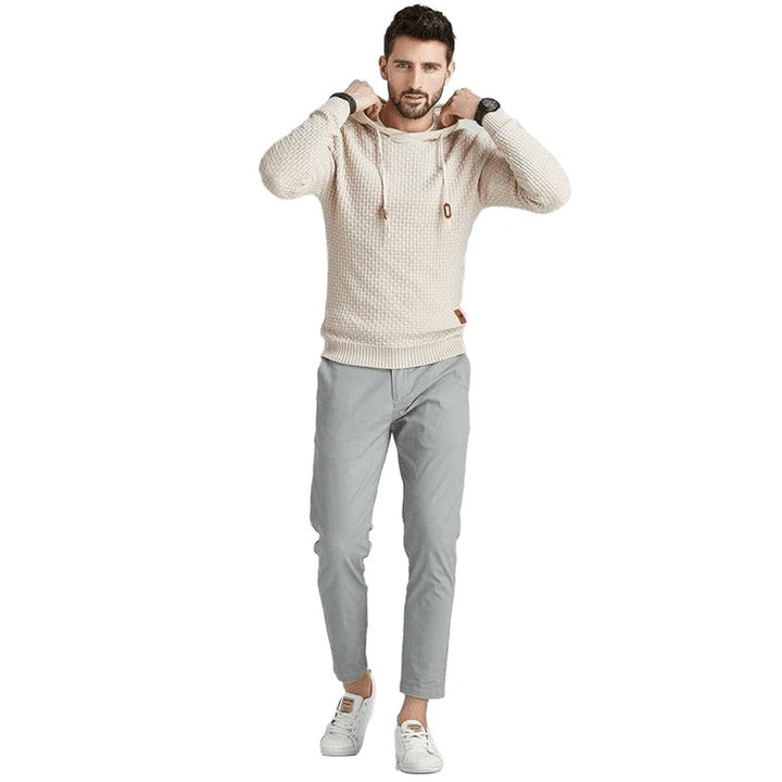 Solid Color Ribbed Hooded Sweater - www.SharpDuds.com