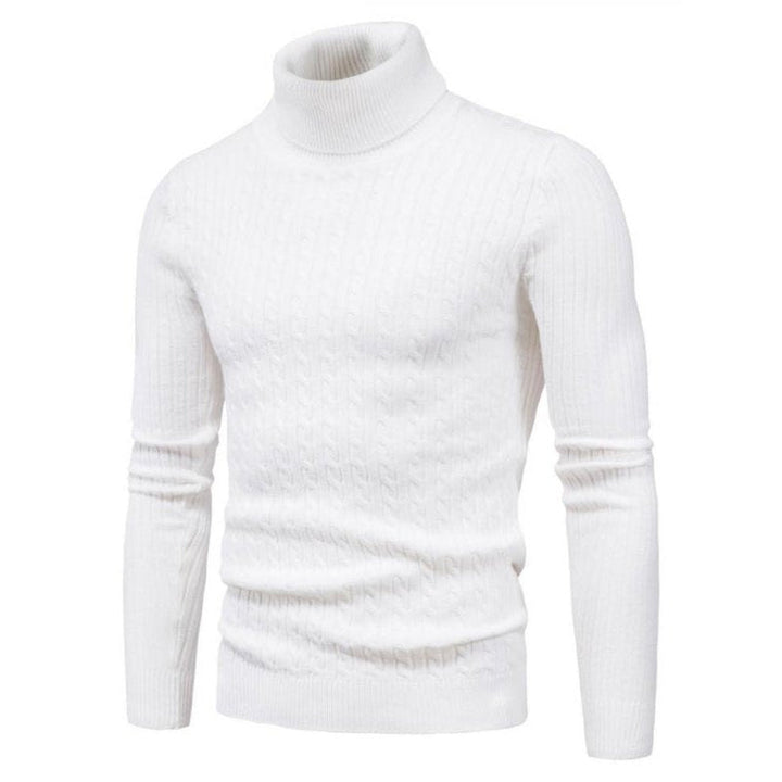 Solid Color Rolled Turtleneck Long Sleeve Sweater - www.SharpDuds.com