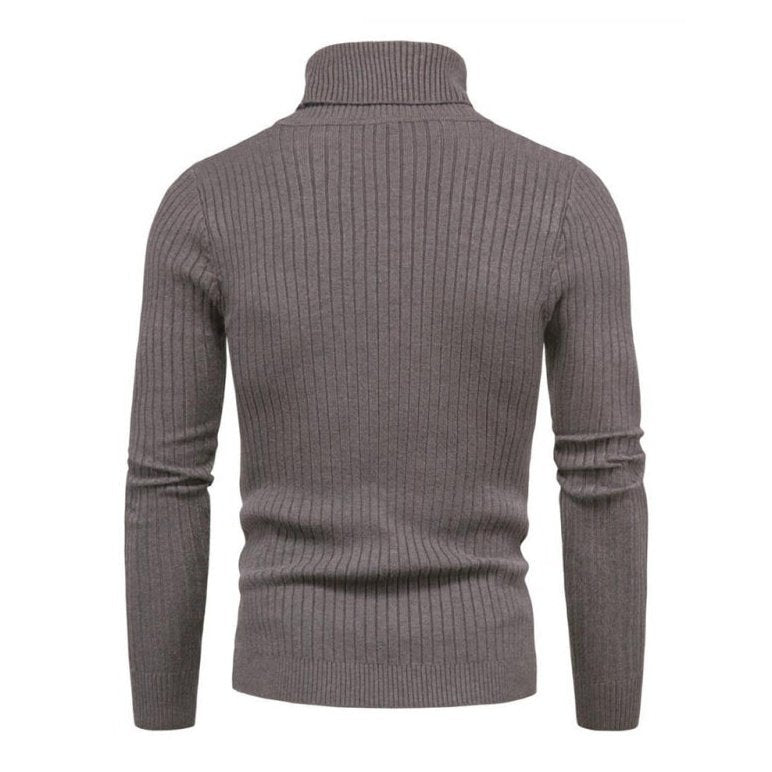 Solid Color Rolled Turtleneck Long Sleeve Sweater - www.SharpDuds.com