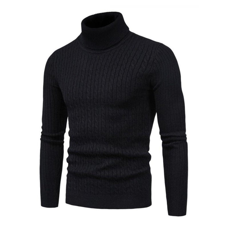 Solid Color Rolled Turtleneck Long Sleeve Sweater - www.SharpDuds.com