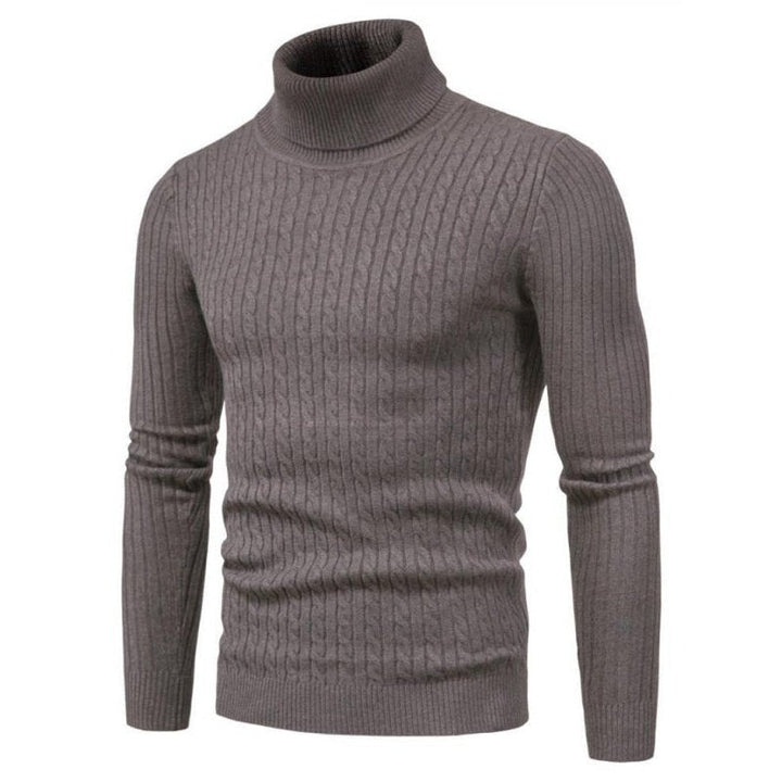 Solid Color Rolled Turtleneck Long Sleeve Sweater - www.SharpDuds.com