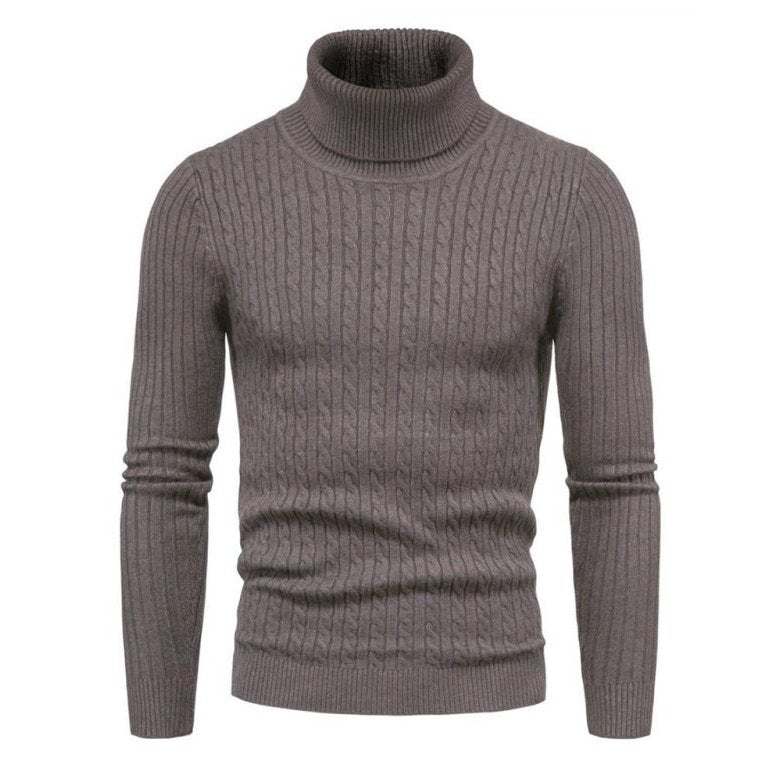 Solid Color Rolled Turtleneck Long Sleeve Sweater - www.SharpDuds.com