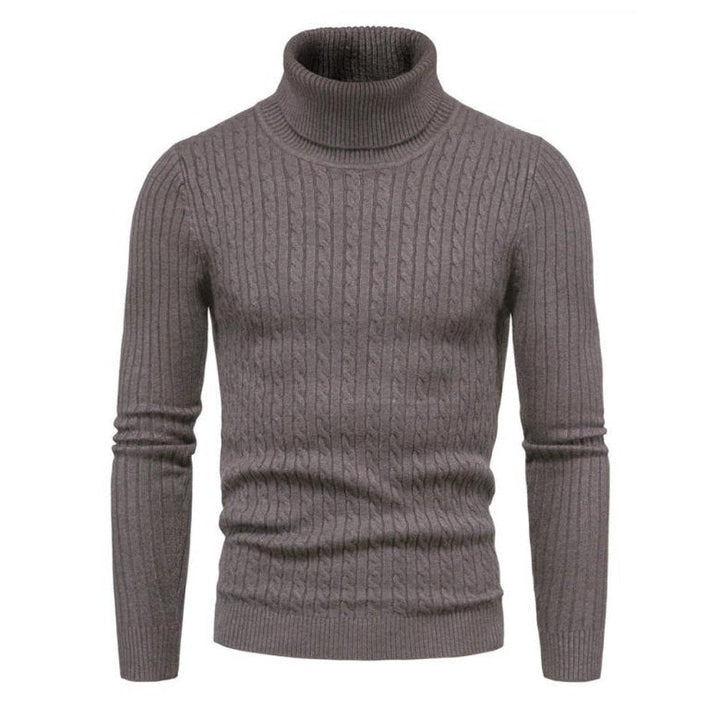 Solid Color Rolled Turtleneck Long Sleeve Sweater - www.SharpDuds.com