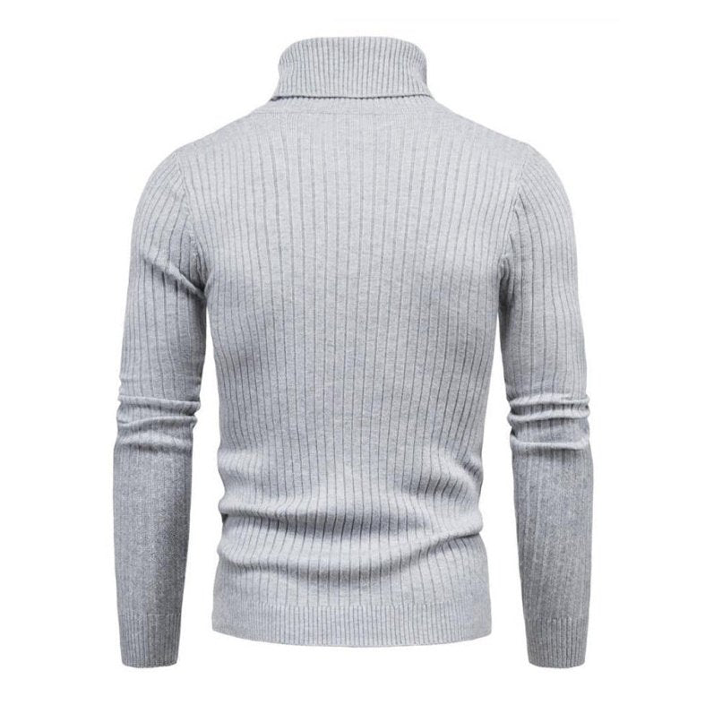 Solid Color Rolled Turtleneck Long Sleeve Sweater - www.SharpDuds.com