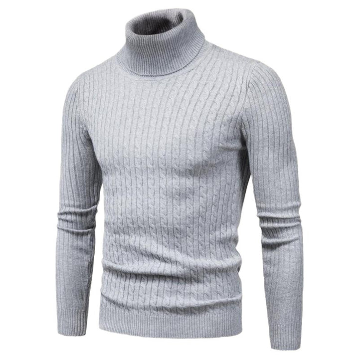 Solid Color Rolled Turtleneck Long Sleeve Sweater - www.SharpDuds.com