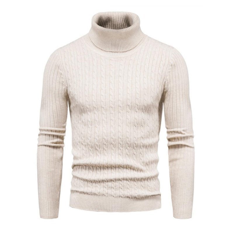 Solid Color Rolled Turtleneck Long Sleeve Sweater - www.SharpDuds.com