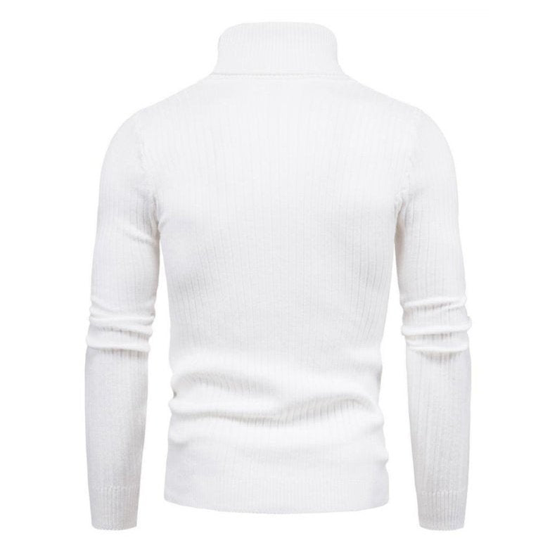 Solid Color Rolled Turtleneck Long Sleeve Sweater - www.SharpDuds.com