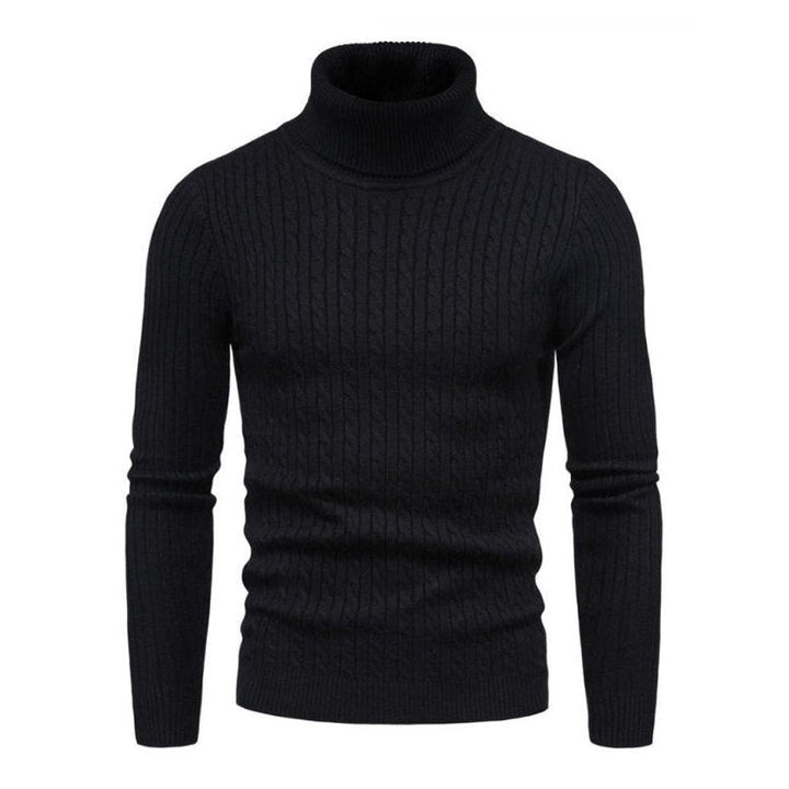 Solid Color Rolled Turtleneck Long Sleeve Sweater - www.SharpDuds.com