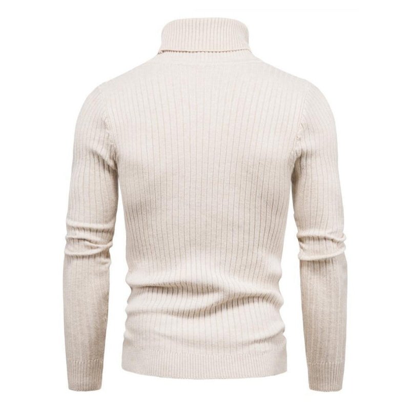 Solid Color Rolled Turtleneck Long Sleeve Sweater - www.SharpDuds.com