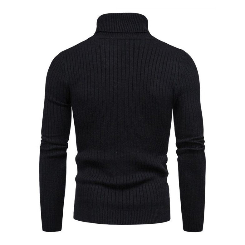 Solid Color Rolled Turtleneck Long Sleeve Sweater - www.SharpDuds.com