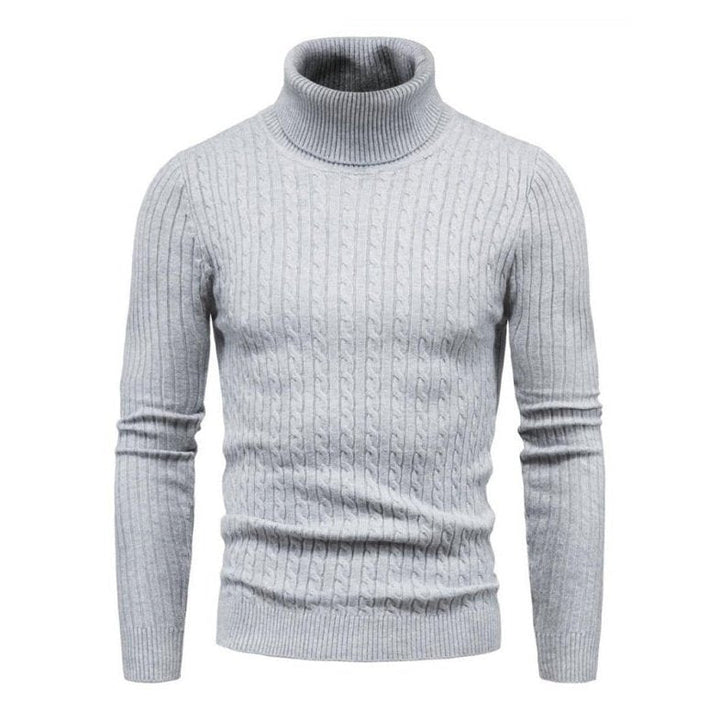 Solid Color Rolled Turtleneck Long Sleeve Sweater - www.SharpDuds.com