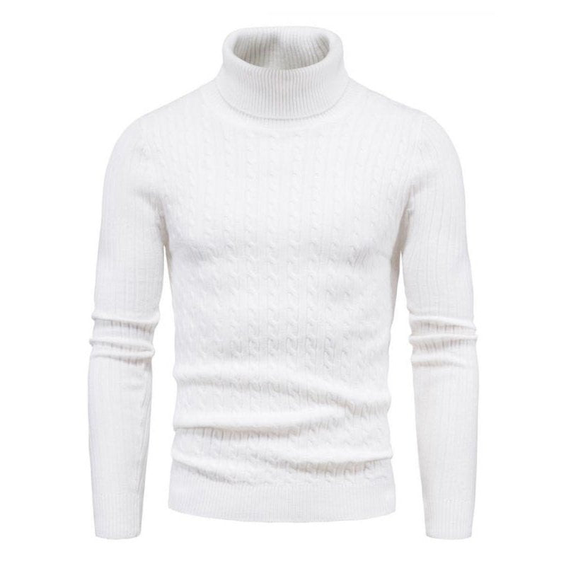 Solid Color Rolled Turtleneck Long Sleeve Sweater - www.SharpDuds.com