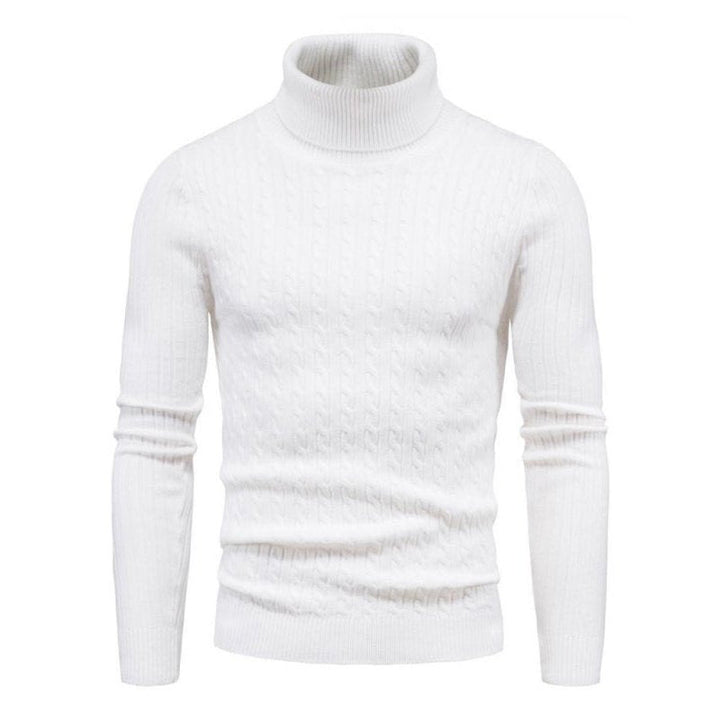 Solid Color Rolled Turtleneck Long Sleeve Sweater - www.SharpDuds.com