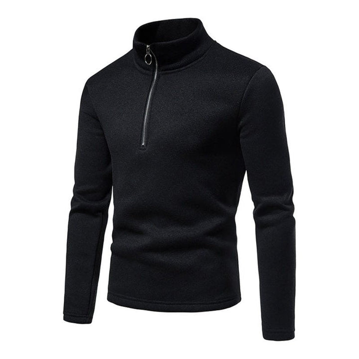 Solid Color Turtleneck Zipper Long Sleeve Sweatshirt - www.SharpDuds.com