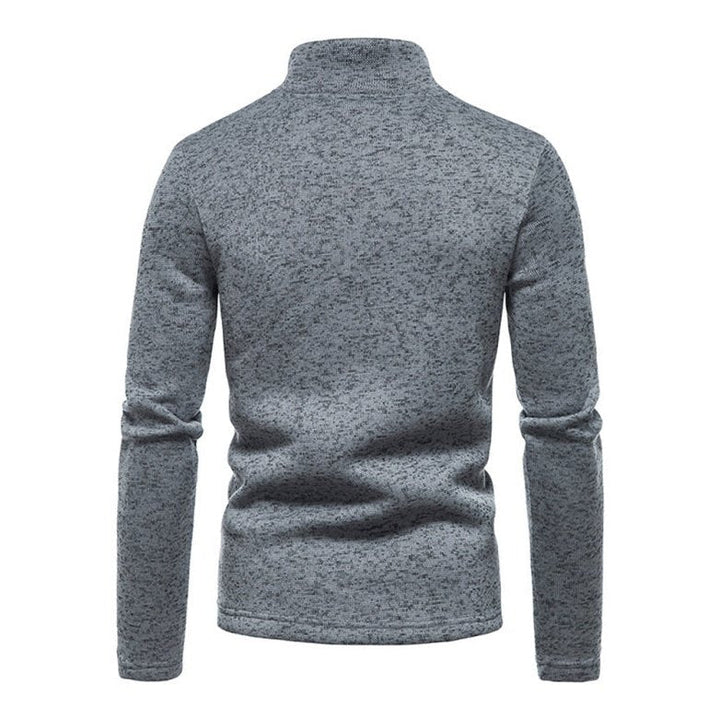 Solid Color Turtleneck Zipper Long Sleeve Sweatshirt - www.SharpDuds.com