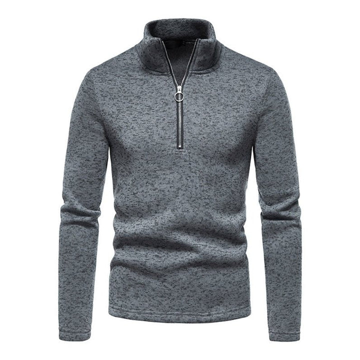 Solid Color Turtleneck Zipper Long Sleeve Sweatshirt - www.SharpDuds.com