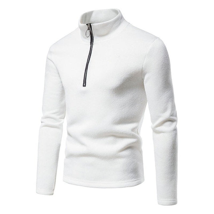 Solid Color Turtleneck Zipper Long Sleeve Sweatshirt - www.SharpDuds.com