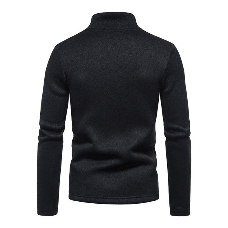 Solid Color Turtleneck Zipper Long Sleeve Sweatshirt - www.SharpDuds.com