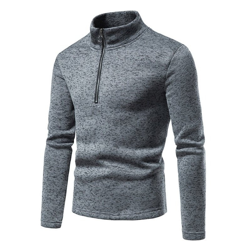 Solid Color Turtleneck Zipper Long Sleeve Sweatshirt - www.SharpDuds.com