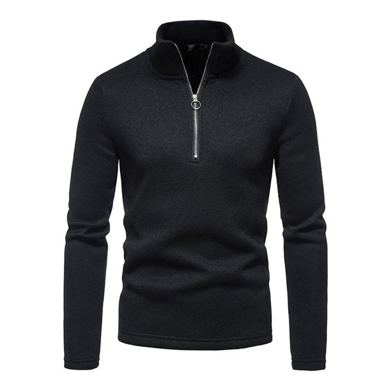 Solid Color Turtleneck Zipper Long Sleeve Sweatshirt - www.SharpDuds.com