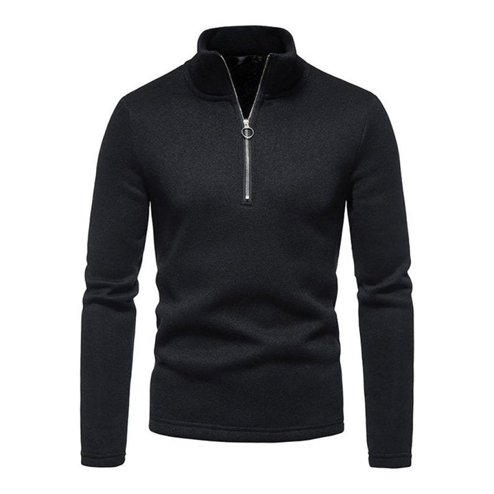 Solid Color Turtleneck Zipper Long Sleeve Sweatshirt - www.SharpDuds.com