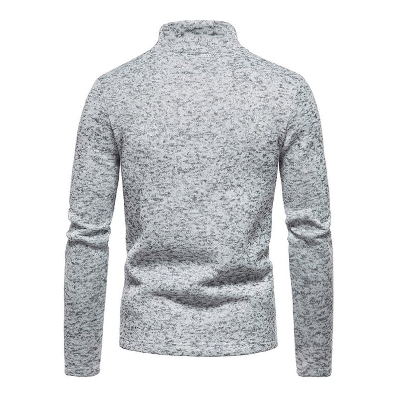 Solid Color Turtleneck Zipper Long Sleeve Sweatshirt - www.SharpDuds.com