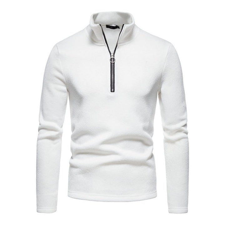 Solid Color Turtleneck Zipper Long Sleeve Sweatshirt - www.SharpDuds.com