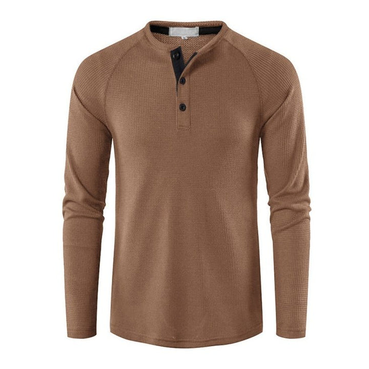 Solid Color Waffle Knit Henley - www.SharpDuds.com