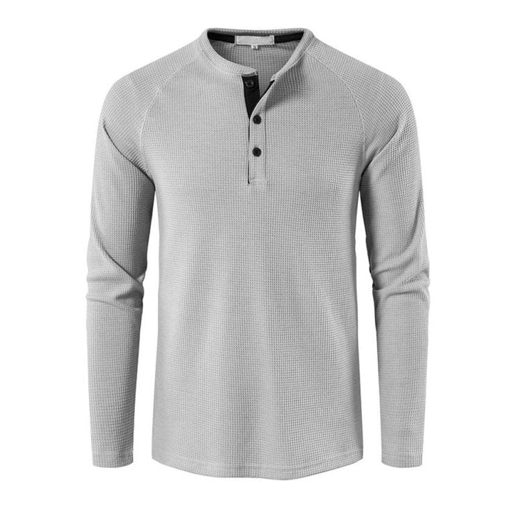 Solid Color Waffle Knit Henley - www.SharpDuds.com