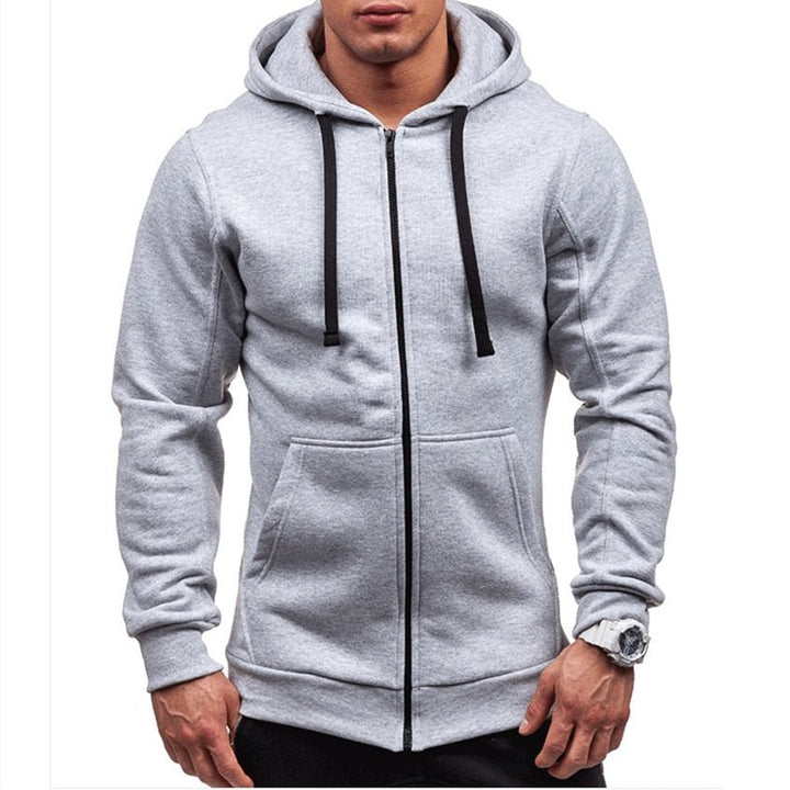 Solid Color Zipper Hoody Sweatshirts - www.SharpDuds.com