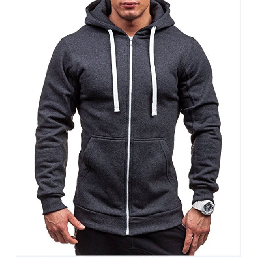 Solid Color Zipper Hoody Sweatshirts - www.SharpDuds.com