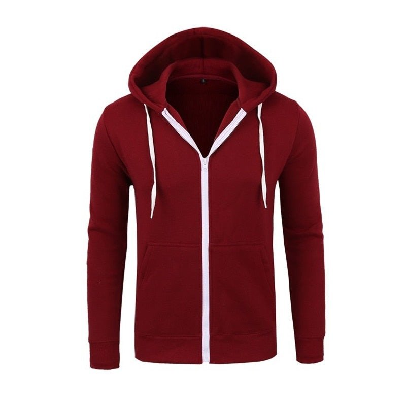 Solid Color Zipper Hoody Sweatshirts - www.SharpDuds.com