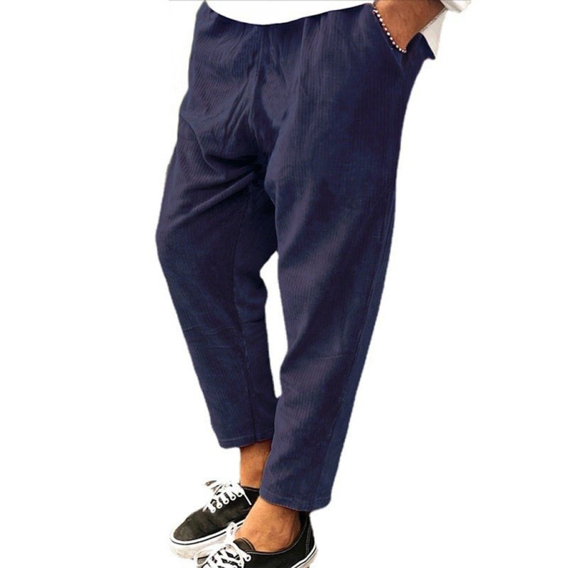 Solid Crop Straight Leg Corduroy Pants - www.SharpDuds.com