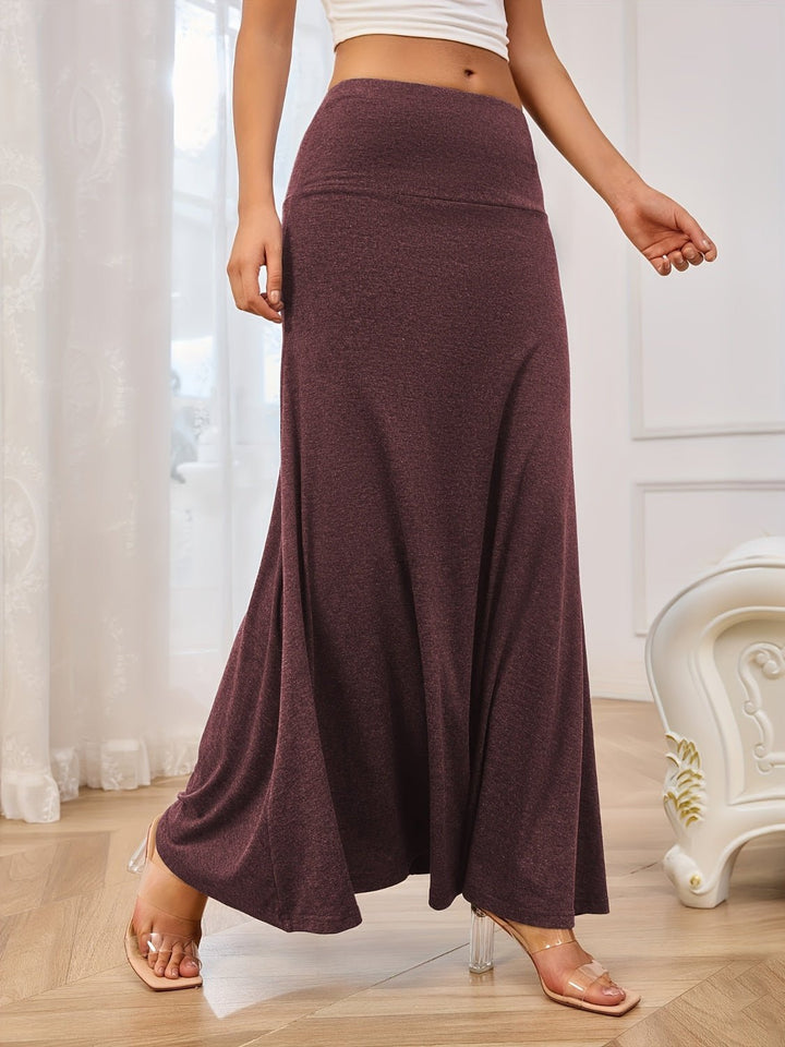 Solid Elastic Waist Maxi Skirt - SharpDuds