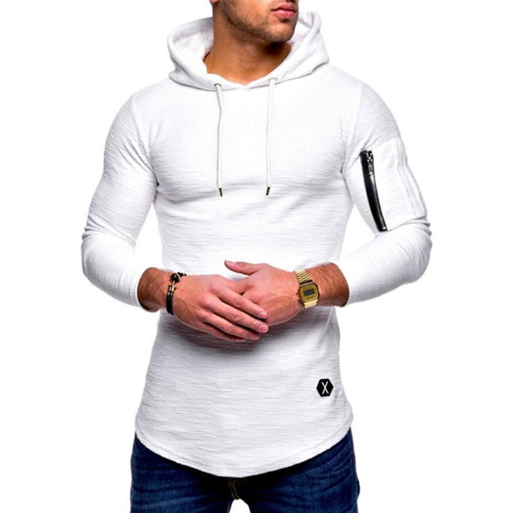 Solid Hooded Casual Long-sleeve T-shirt - www.SharpDuds.com