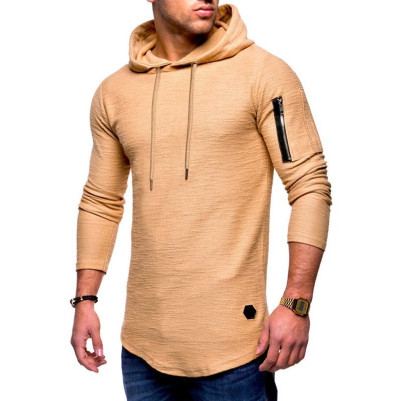 Solid Hooded Casual Long-sleeve T-shirt - www.SharpDuds.com