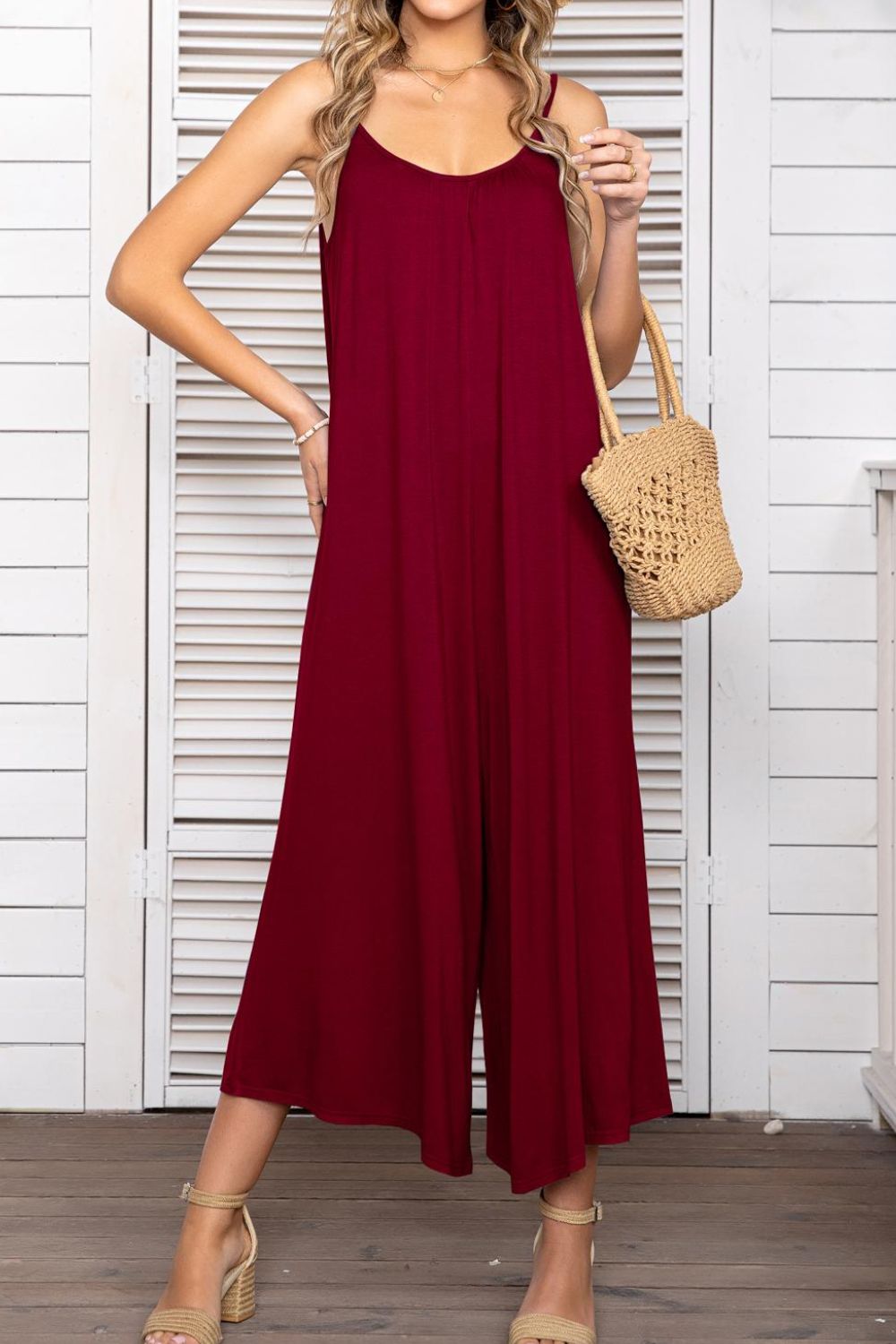 Spaghetti Strap Scoop Neck Jumpsuit - SharpDuds