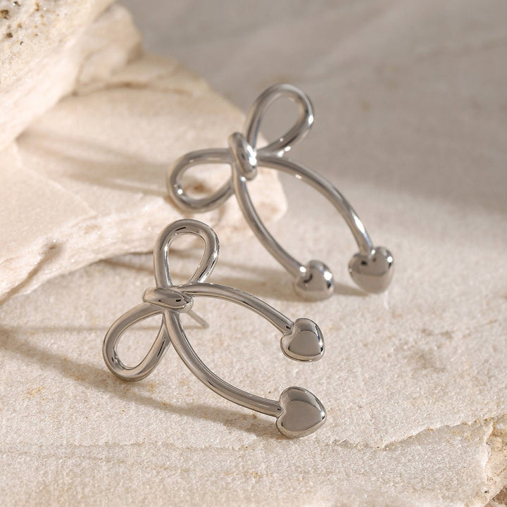 Stainless Steel Bow Earrings - SharpDuds