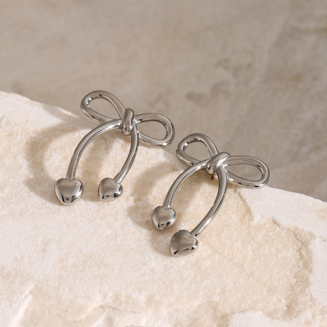 Stainless Steel Bow Earrings - SharpDuds