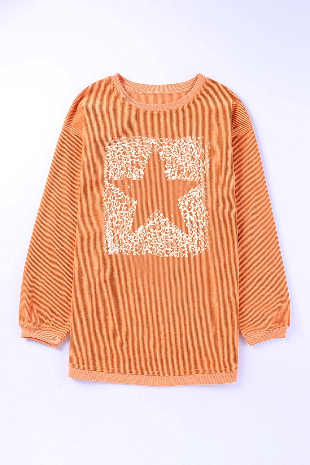 Star Round Neck Long Sleeve Oversize Sweatshirt - SharpDuds