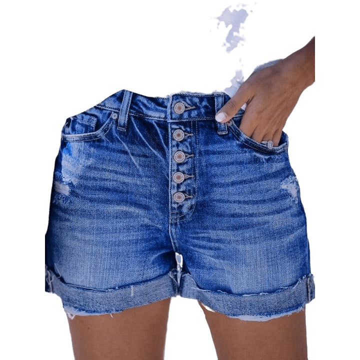 Stretch Ripped Denim Shorts - www.SharpDuds.com