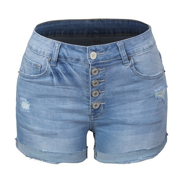 Stretch Ripped Denim Shorts - www.SharpDuds.com