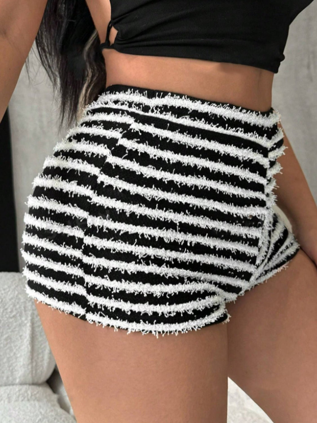 Striped High Waist Shorts - SharpDuds