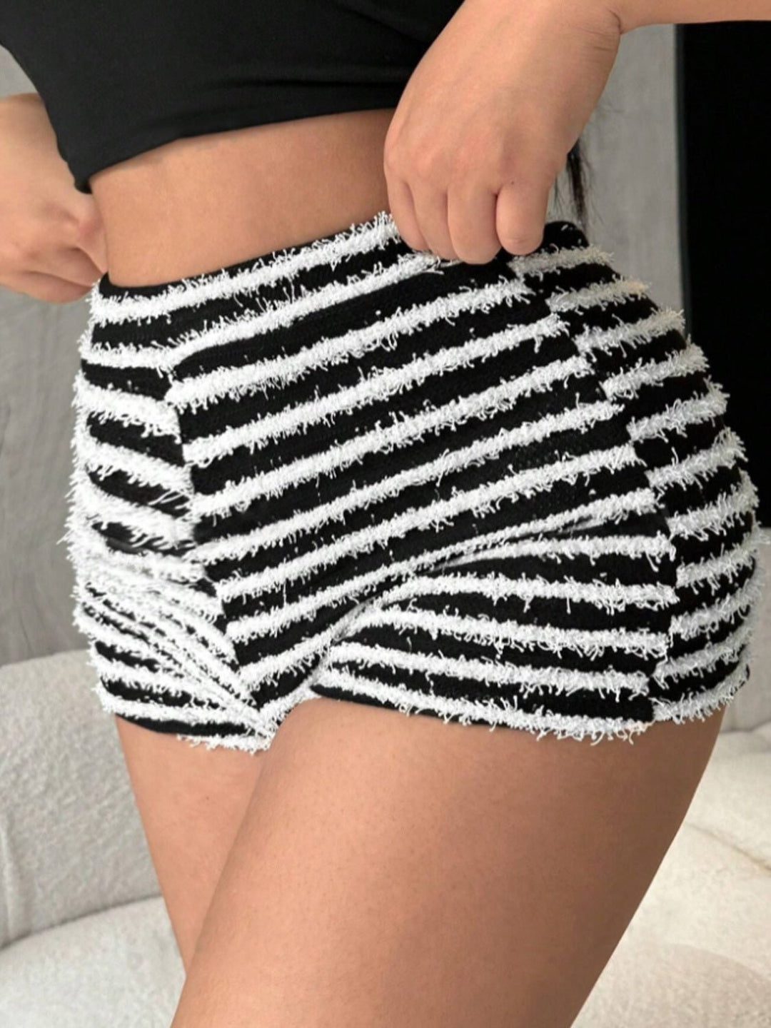 Striped High Waist Shorts - SharpDuds