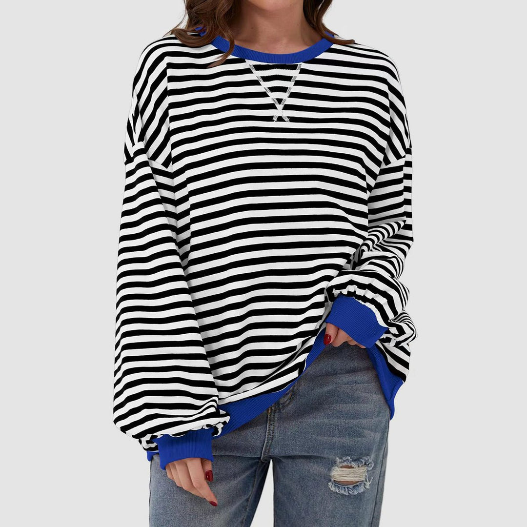 Striped Round Neck Long Sleeve T - Shirt - SharpDuds