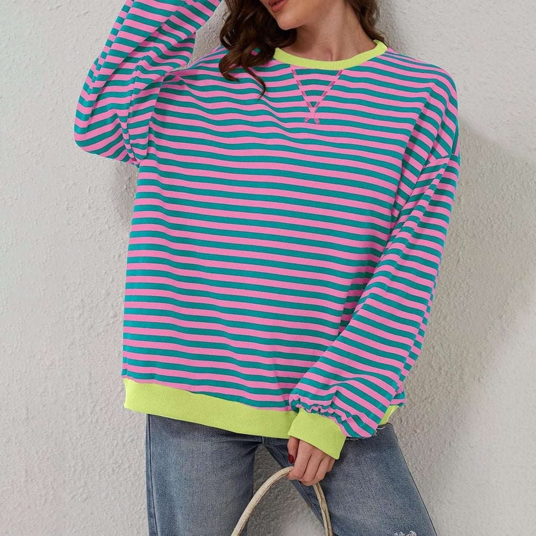 Striped Round Neck Long Sleeve T - Shirt - SharpDuds