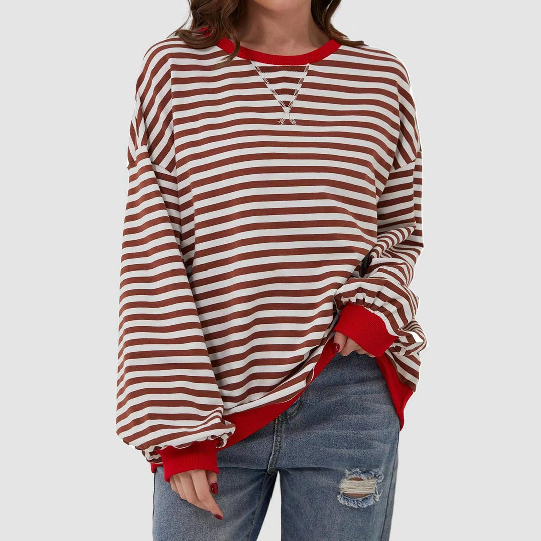 Striped Round Neck Long Sleeve T - Shirt - SharpDuds