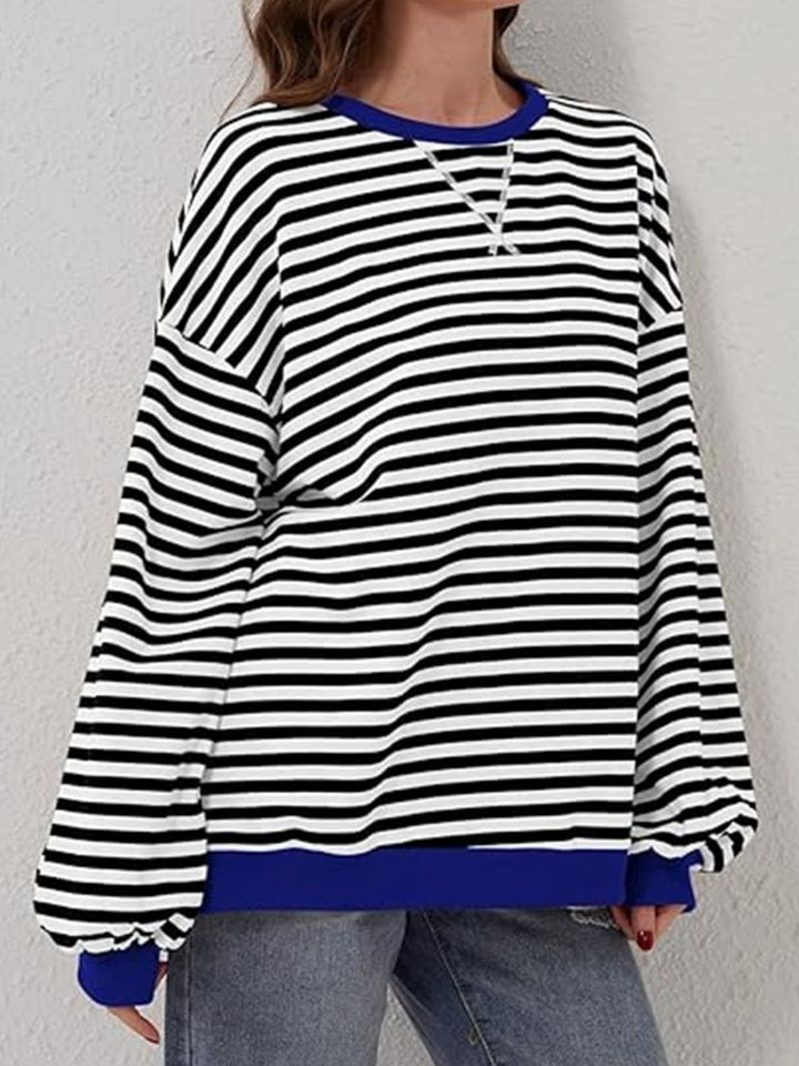 Striped Round Neck Long Sleeve T - Shirt - SharpDuds