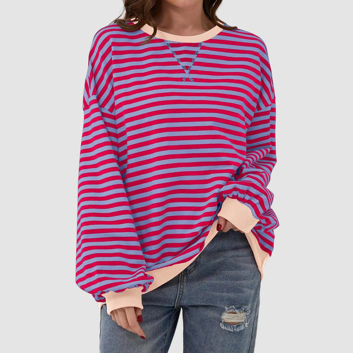 Striped Round Neck Long Sleeve T - Shirt - SharpDuds